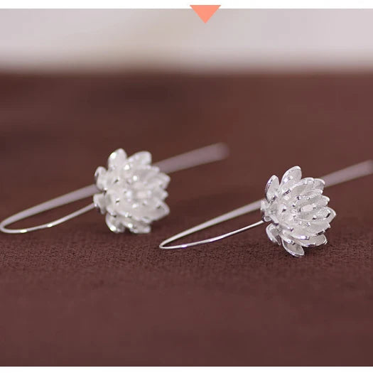 Brincos longos de flores para mulheres MegaShine