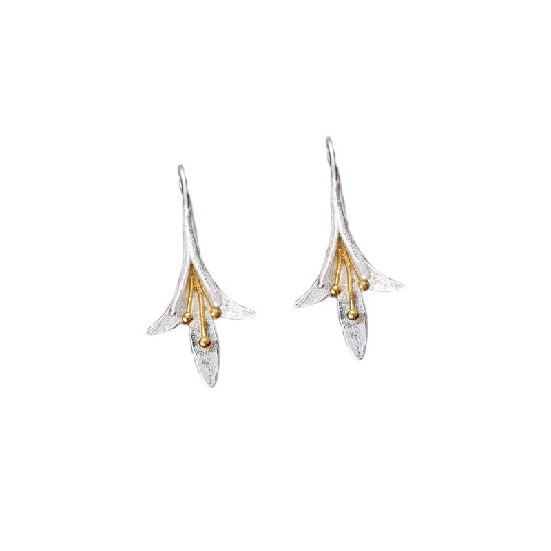 Brincos longos de flores para mulheres MegaShine