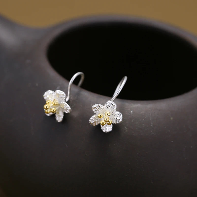 Brincos longos de flores para mulheres MegaShine