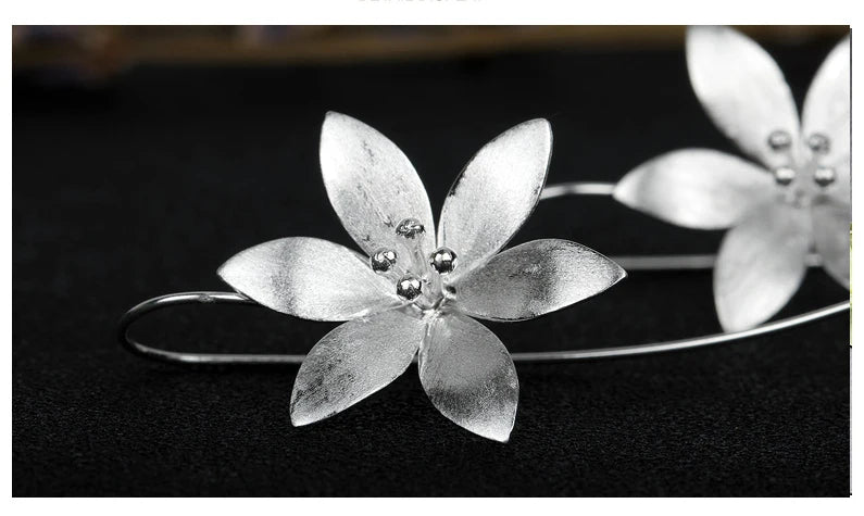 Brincos longos de flores para mulheres MegaShine
