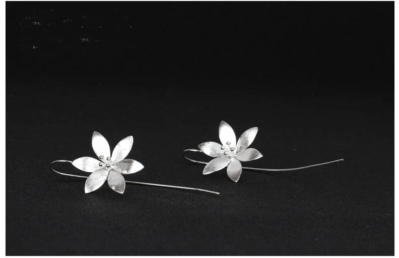 Brincos longos de flores para mulheres MegaShine