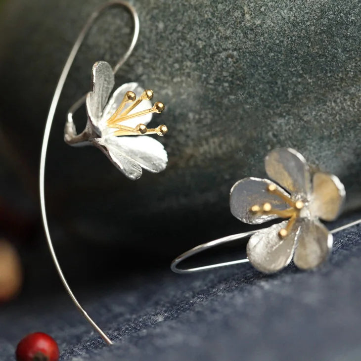 Brincos longos de flores para mulheres MegaShine