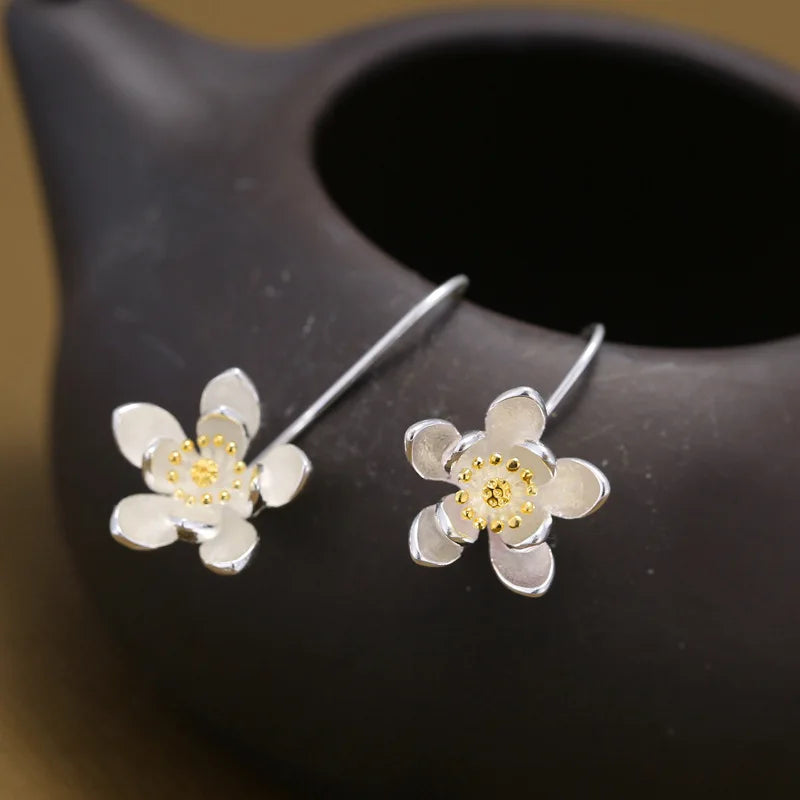 Brincos longos de flores para mulheres MegaShine