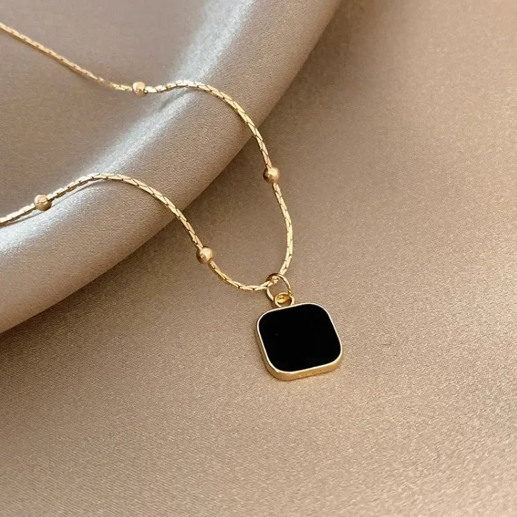 Colar de aço inoxidável com Pingente Preto MegaShine