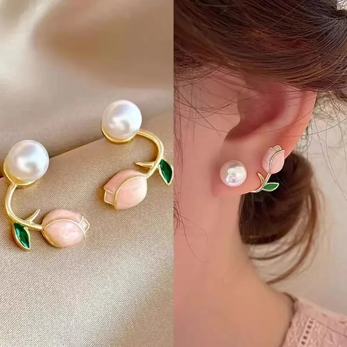 Brincos Perolados com Tulipa MegaSweet
