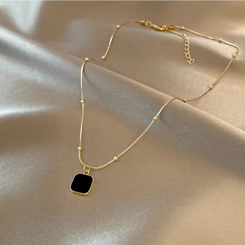 Colar de aço inoxidável com Pingente Preto MegaShine