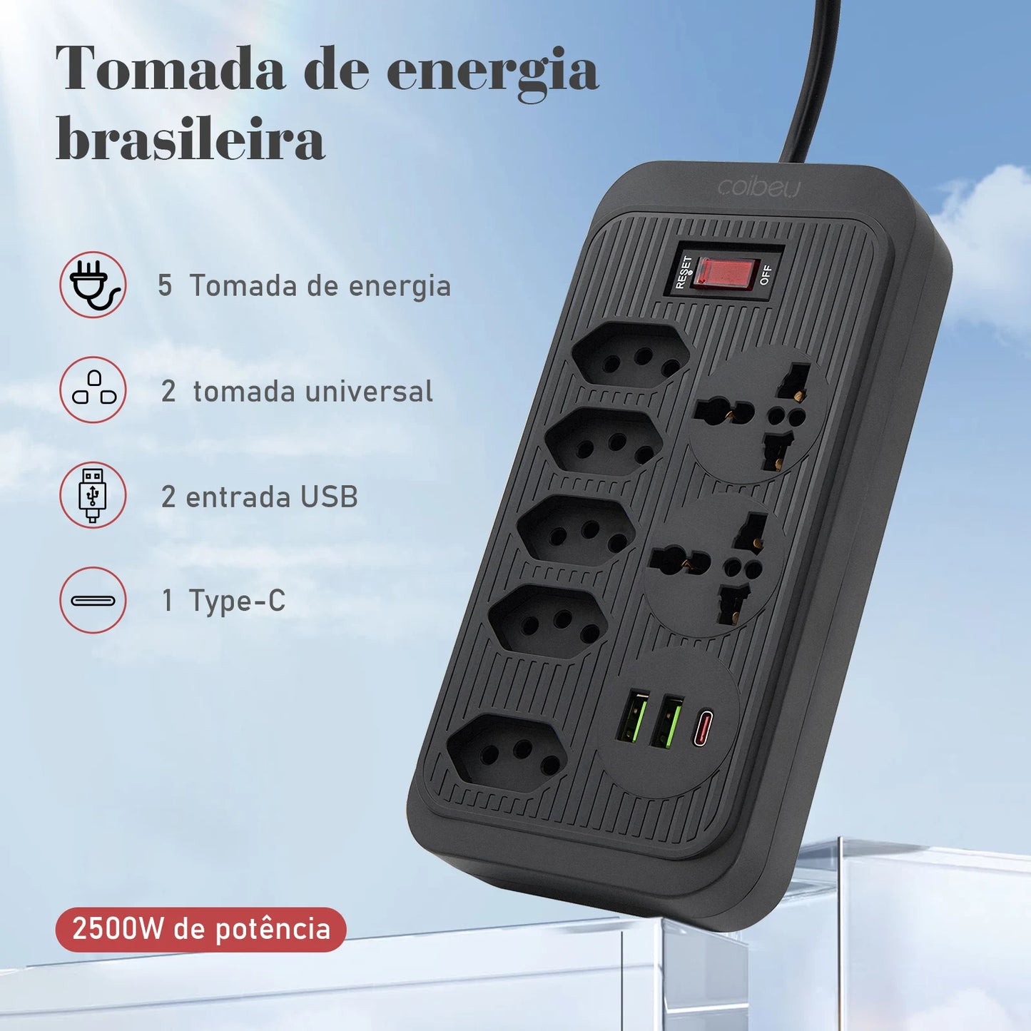Extensão Elétrica com Pontos USBs MegaÚtil