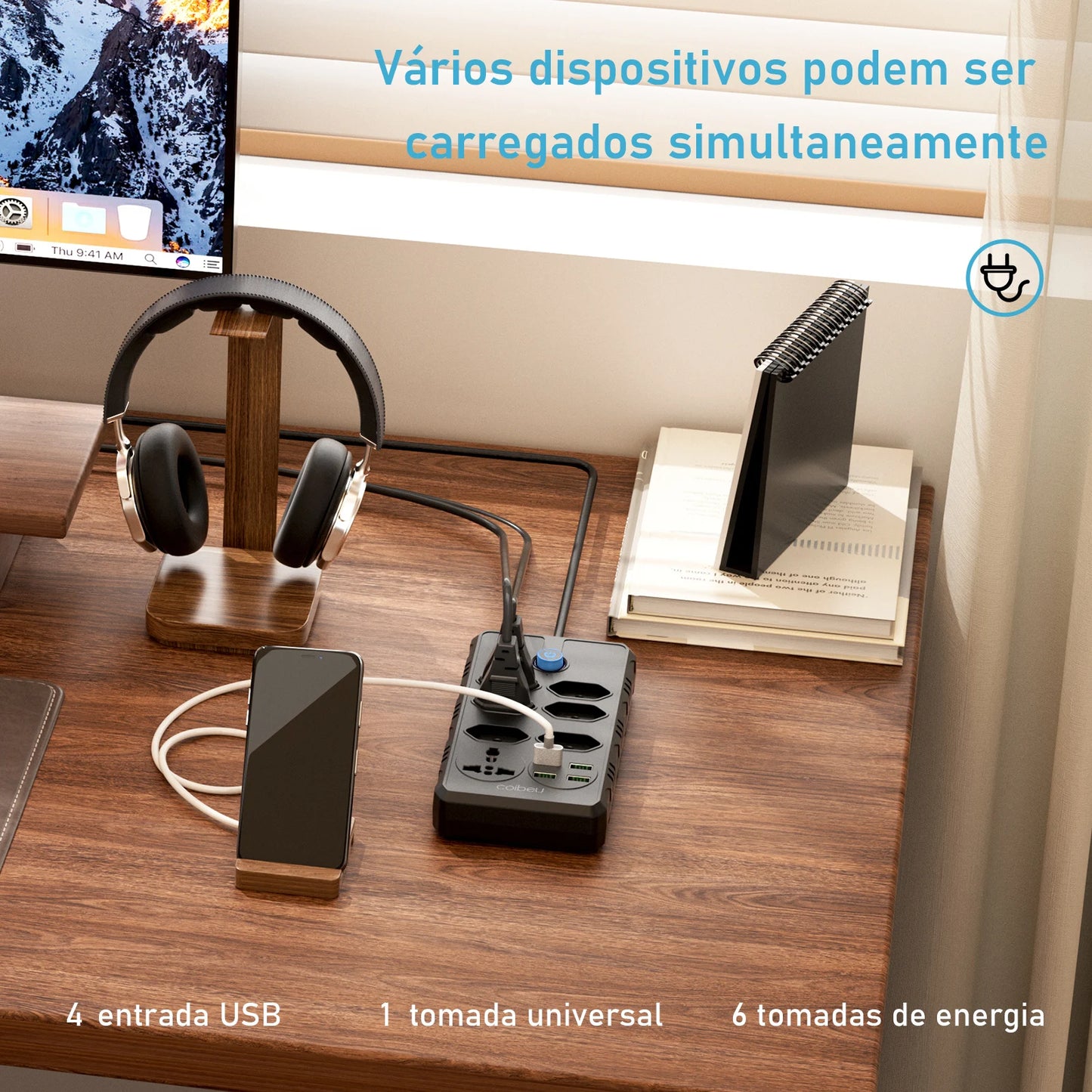 Extensão Elétrica com Pontos USBs MegaÚtil
