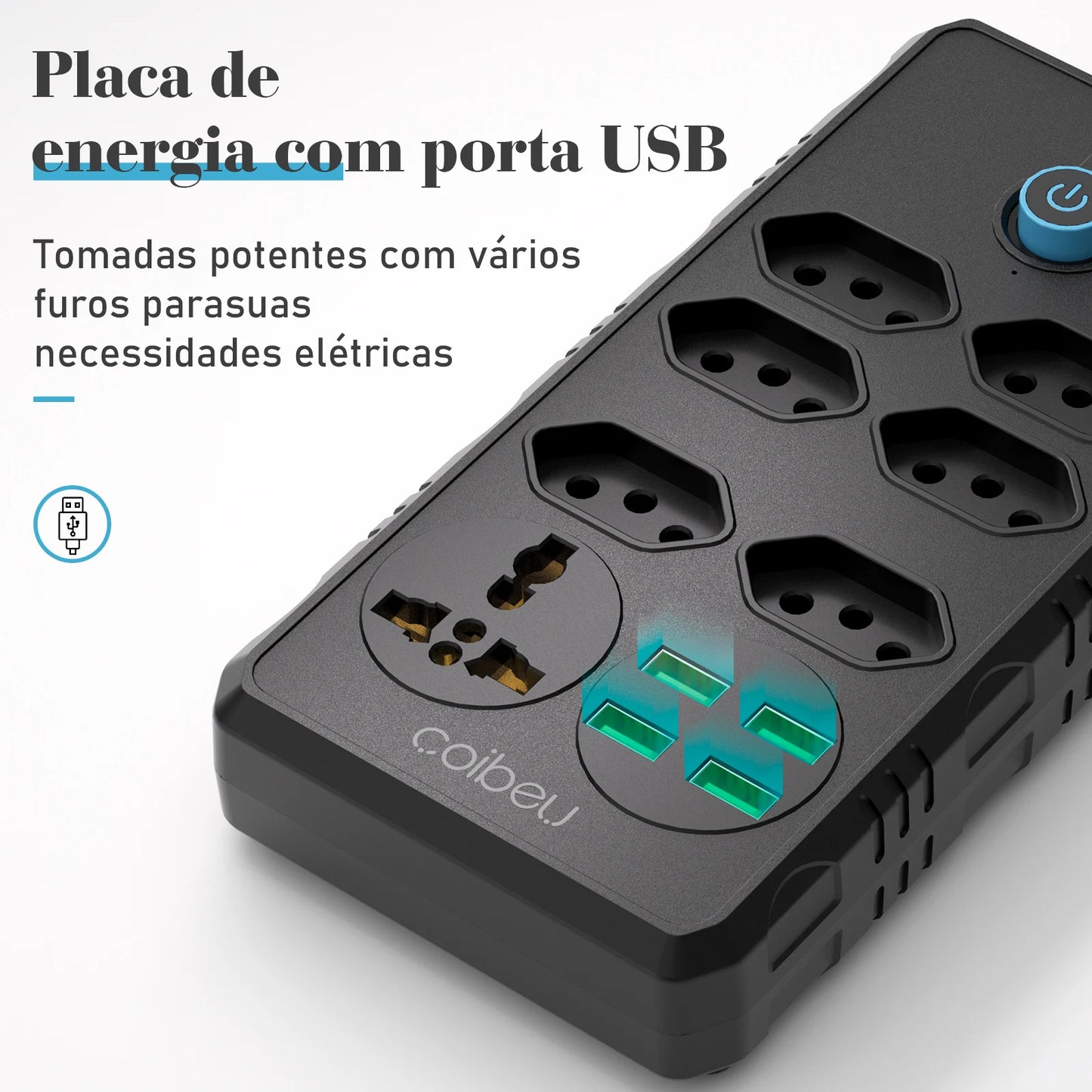 Extensão Elétrica com Pontos USBs MegaÚtil