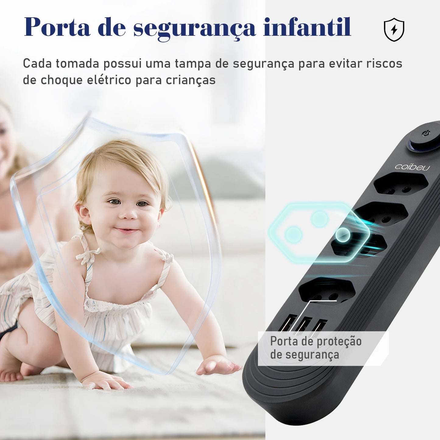Extensão Elétrica com Pontos USBs MegaÚtil