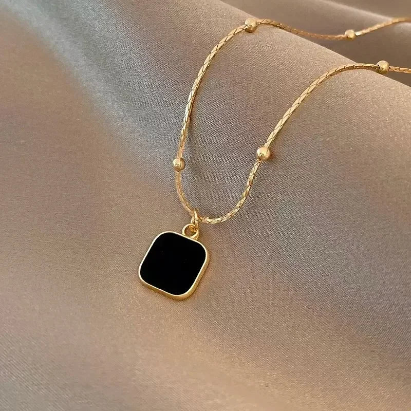 Colar de aço inoxidável com Pingente Preto MegaShine