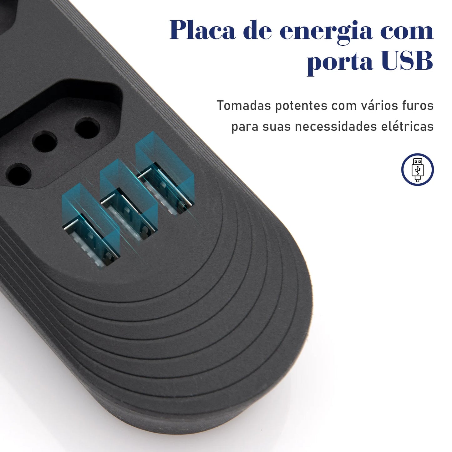 Extensão Elétrica com Pontos USBs MegaÚtil