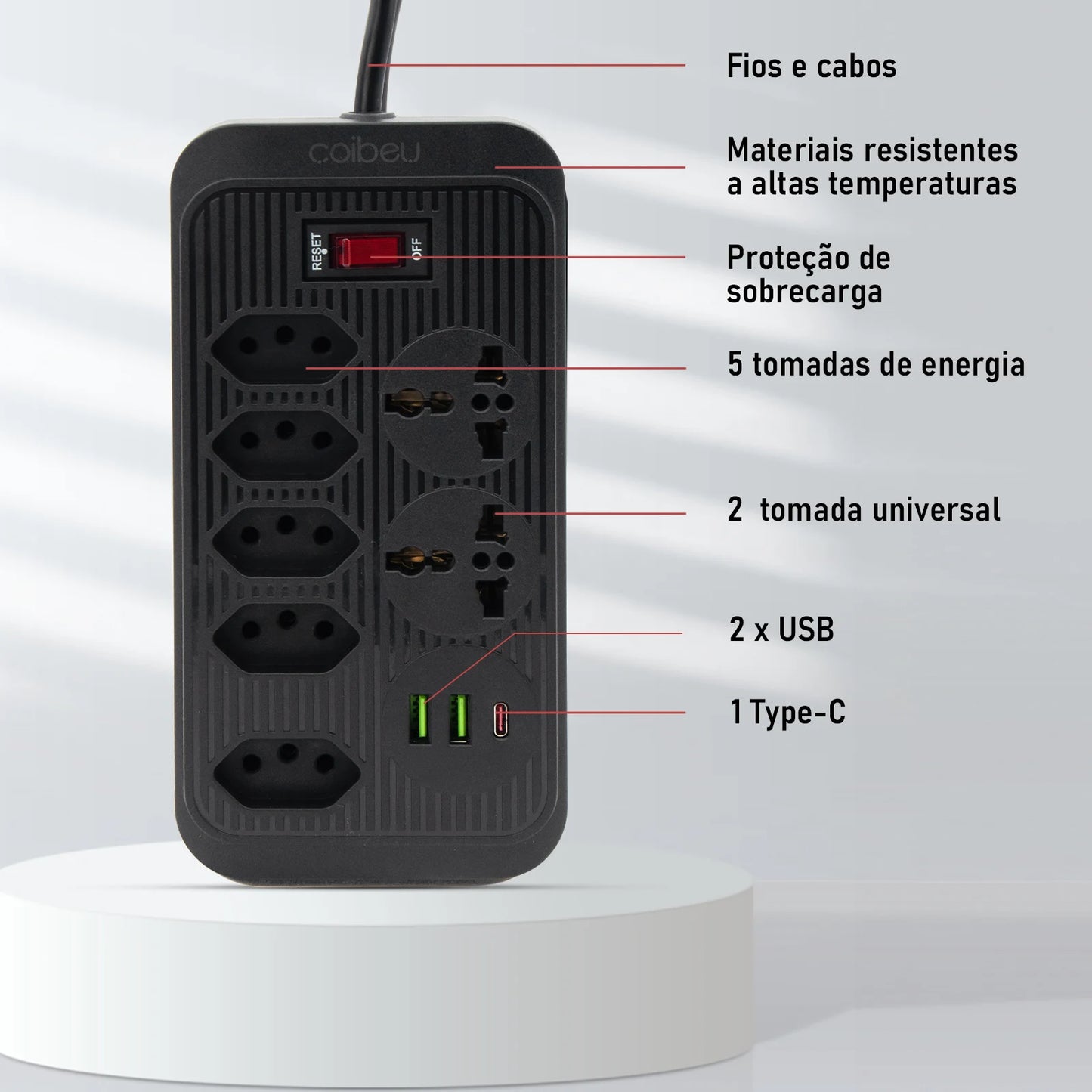 Extensão Elétrica com Pontos USBs MegaÚtil