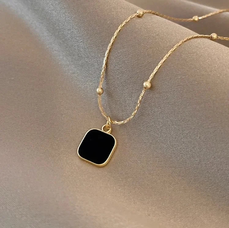 Colar de aço inoxidável com Pingente Preto MegaShine