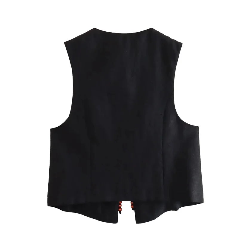 Colete feminino de amarrar com miçangas MegaVest