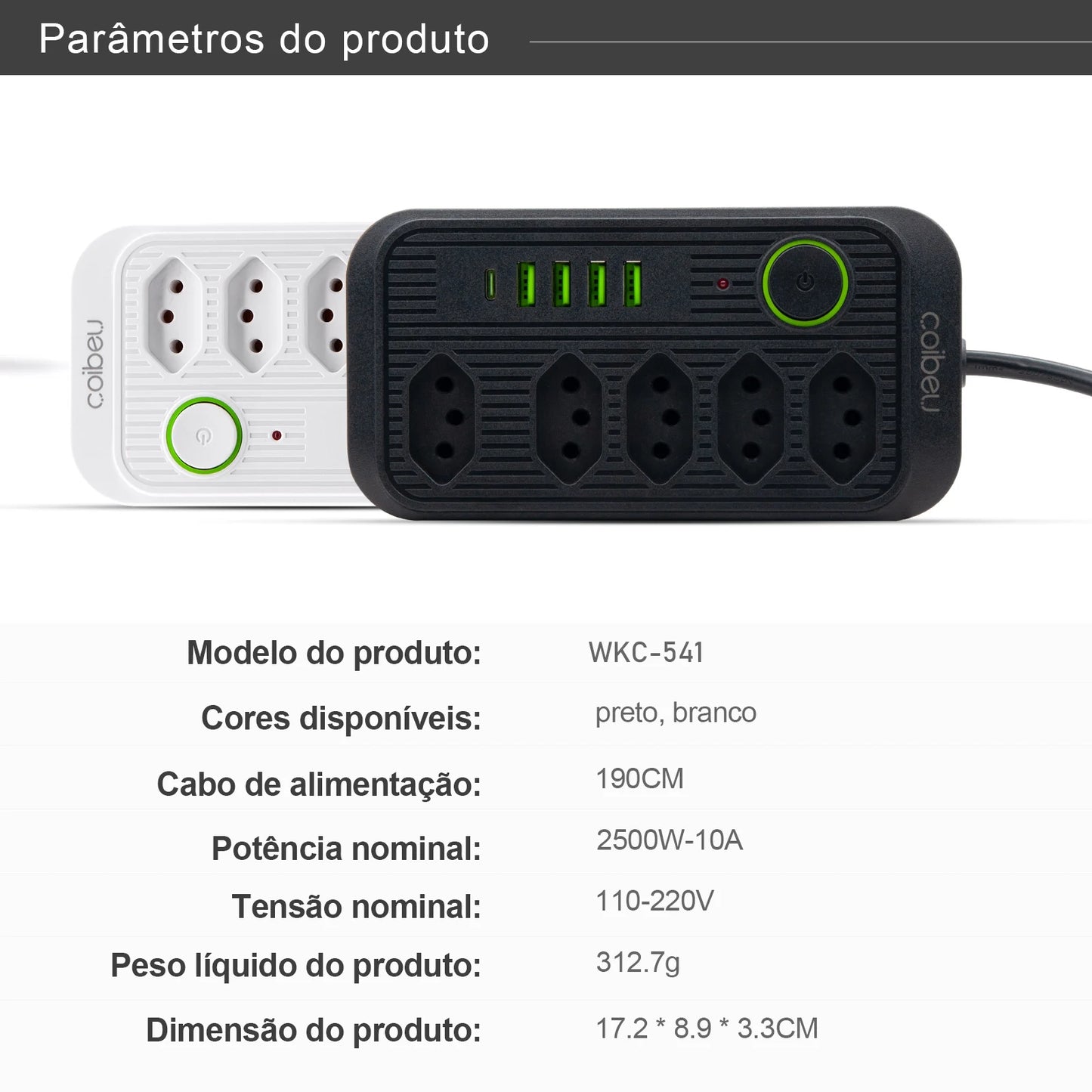 Extensão Elétrica com Pontos USBs MegaÚtil