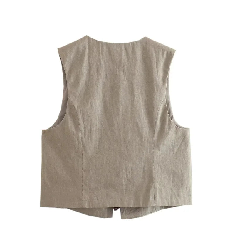 Colete feminino de amarrar com miçangas MegaVest