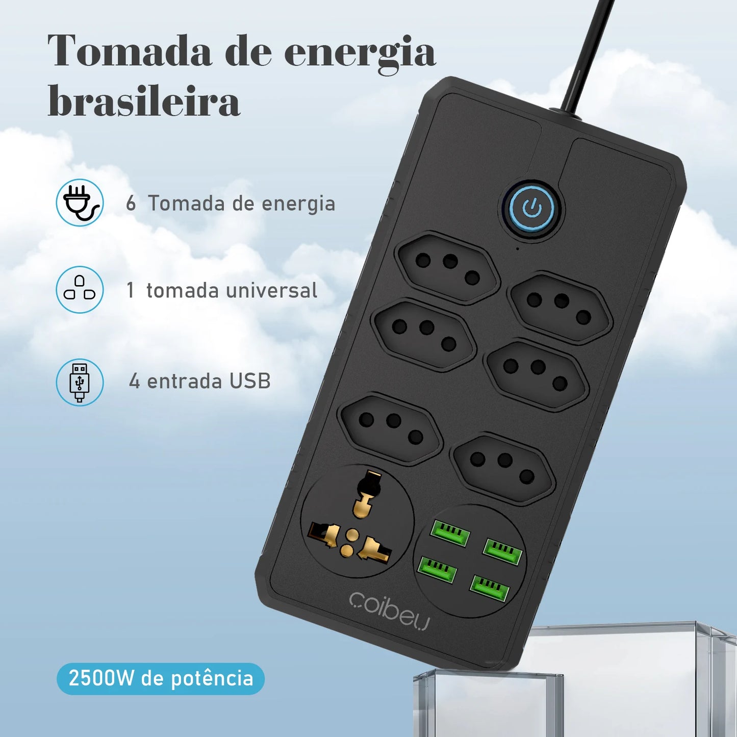 Extensão Elétrica com Pontos USBs MegaÚtil