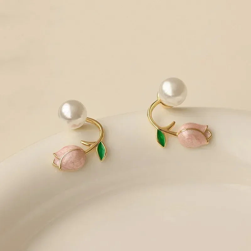 Brincos Perolados com Tulipa MegaSweet