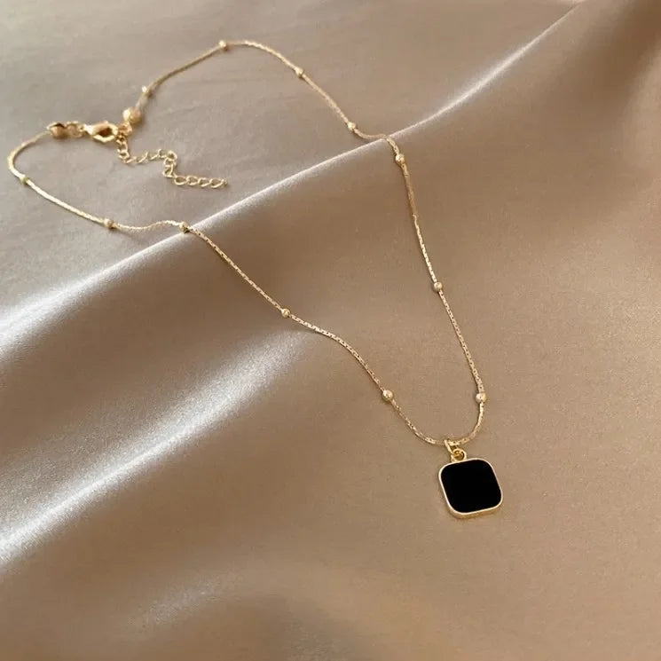 Colar de aço inoxidável com Pingente Preto MegaShine