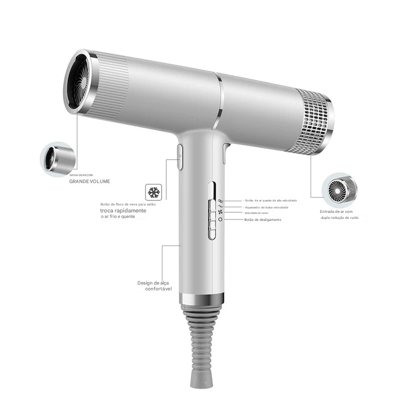 Secador iônico negativo para cabelo com ar quente e frio MegaSilk