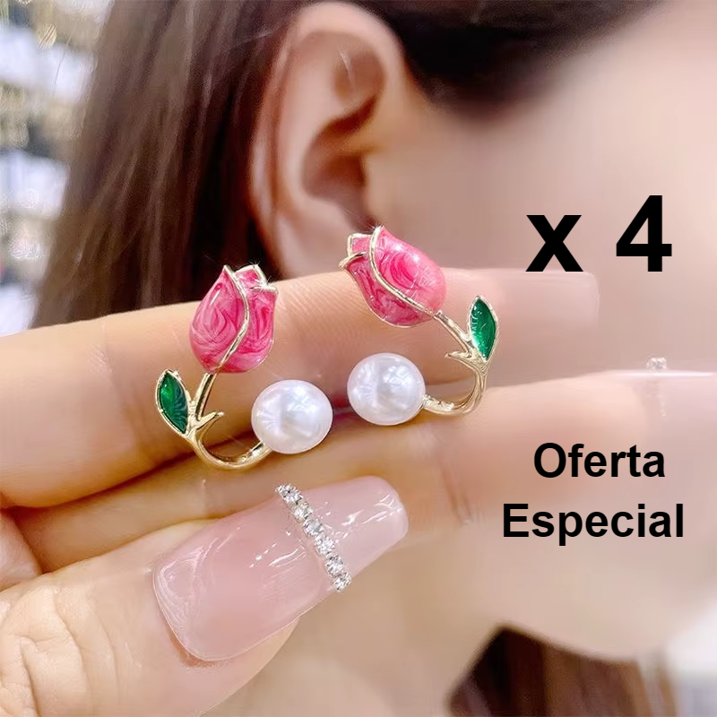 Brincos Perolados com Tulipa MegaSweet
