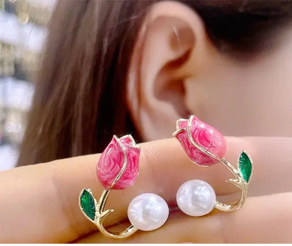 Brincos Perolados com Tulipa MegaSweet