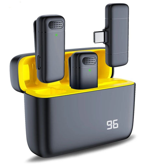 Microfone de Lapela Sem Fio MegaSpeak – Bluetooth 2.4G, Cancelamento de Ruído, Estojo de Carregamento