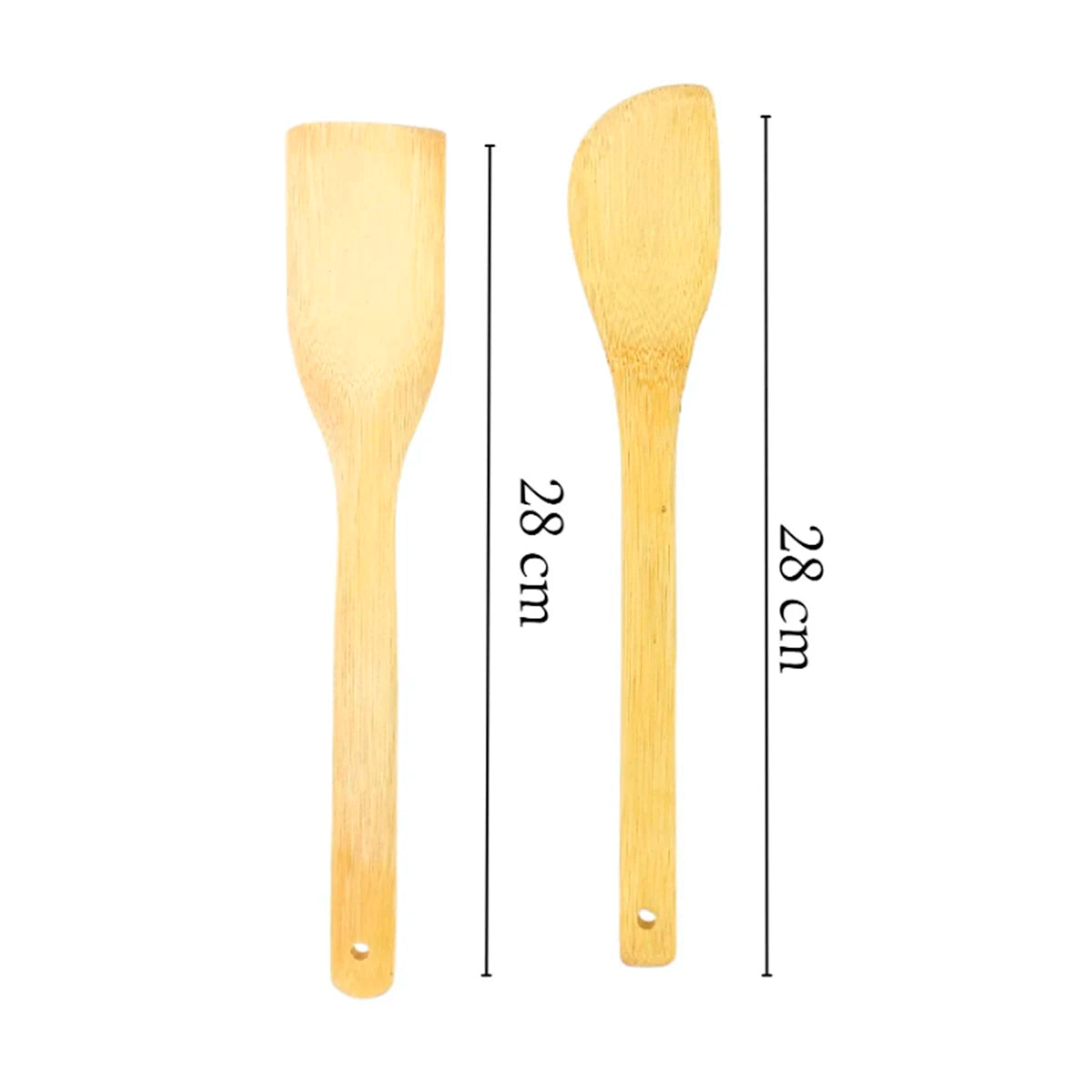 Kit Utensílios Culinário de Bambu Com Suporte - 5 Peças