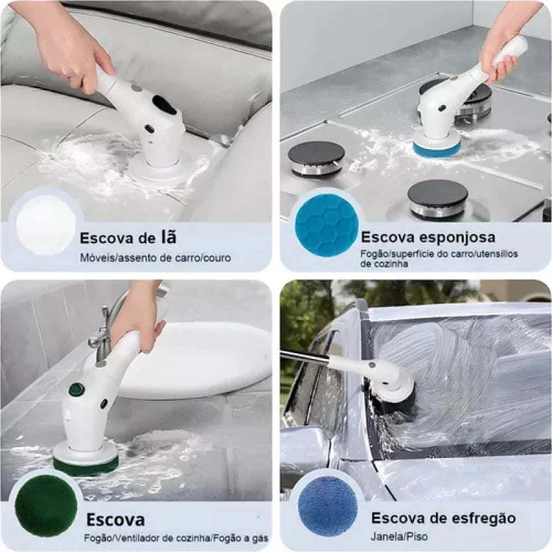 Esfregão Elétrico com 7 Cabeças de limpeza Substituíveis MegaClean