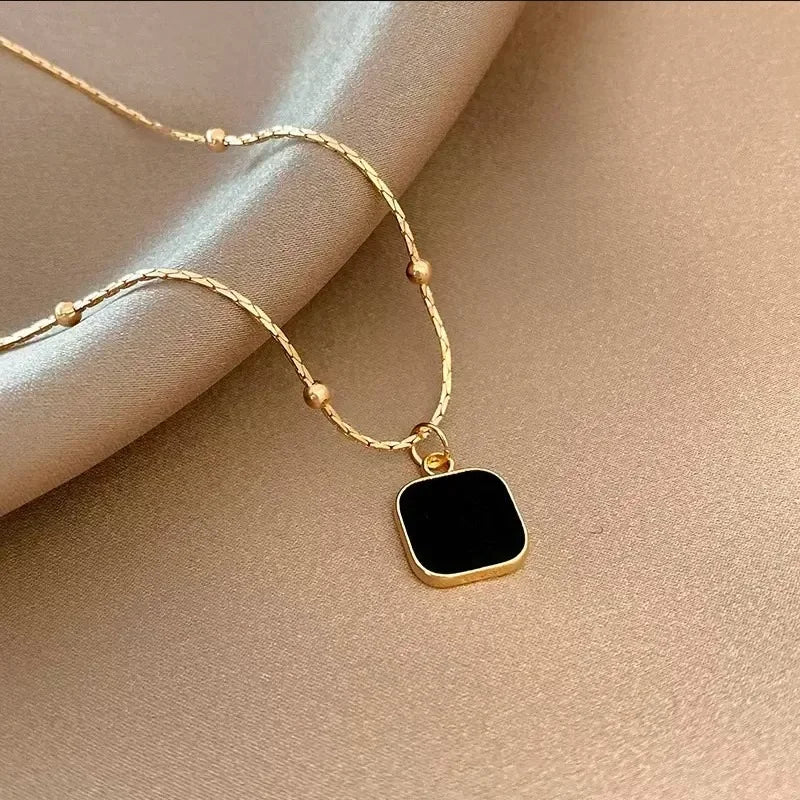 Colar de aço inoxidável com Pingente Preto MegaShine