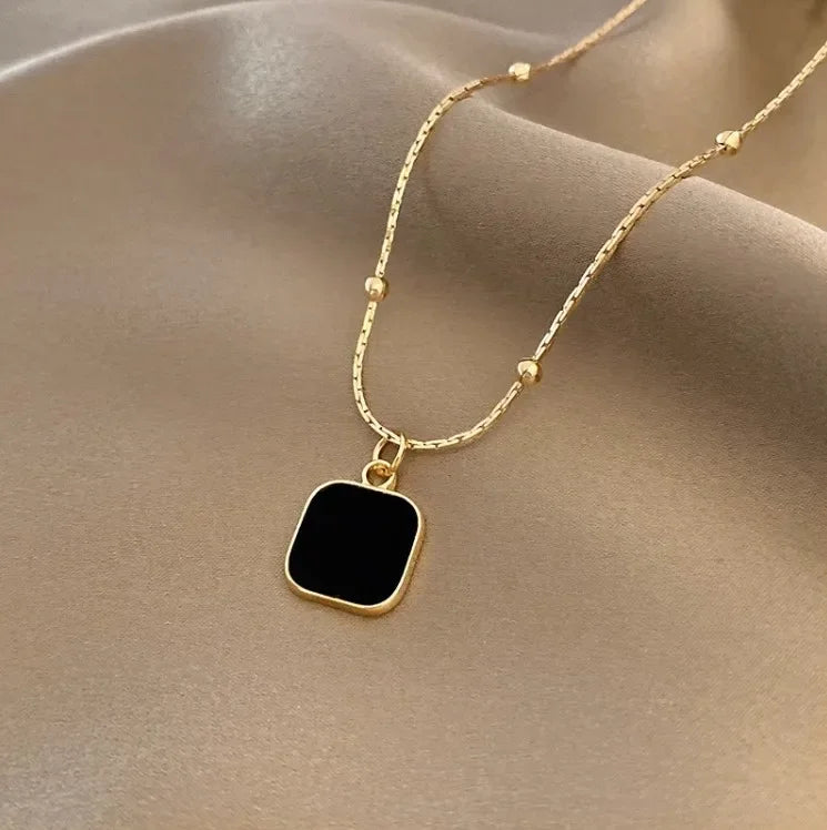 Colar de aço inoxidável com Pingente Preto MegaShine