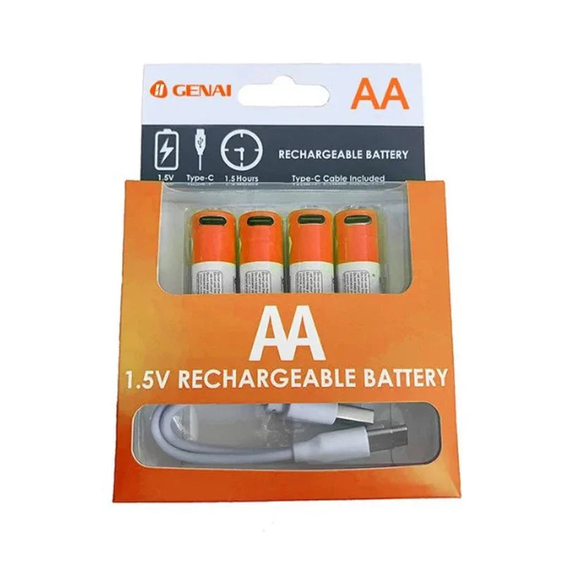 Bateria Li-ion AA recarregável USB, 1.5V Pilha MegaPower