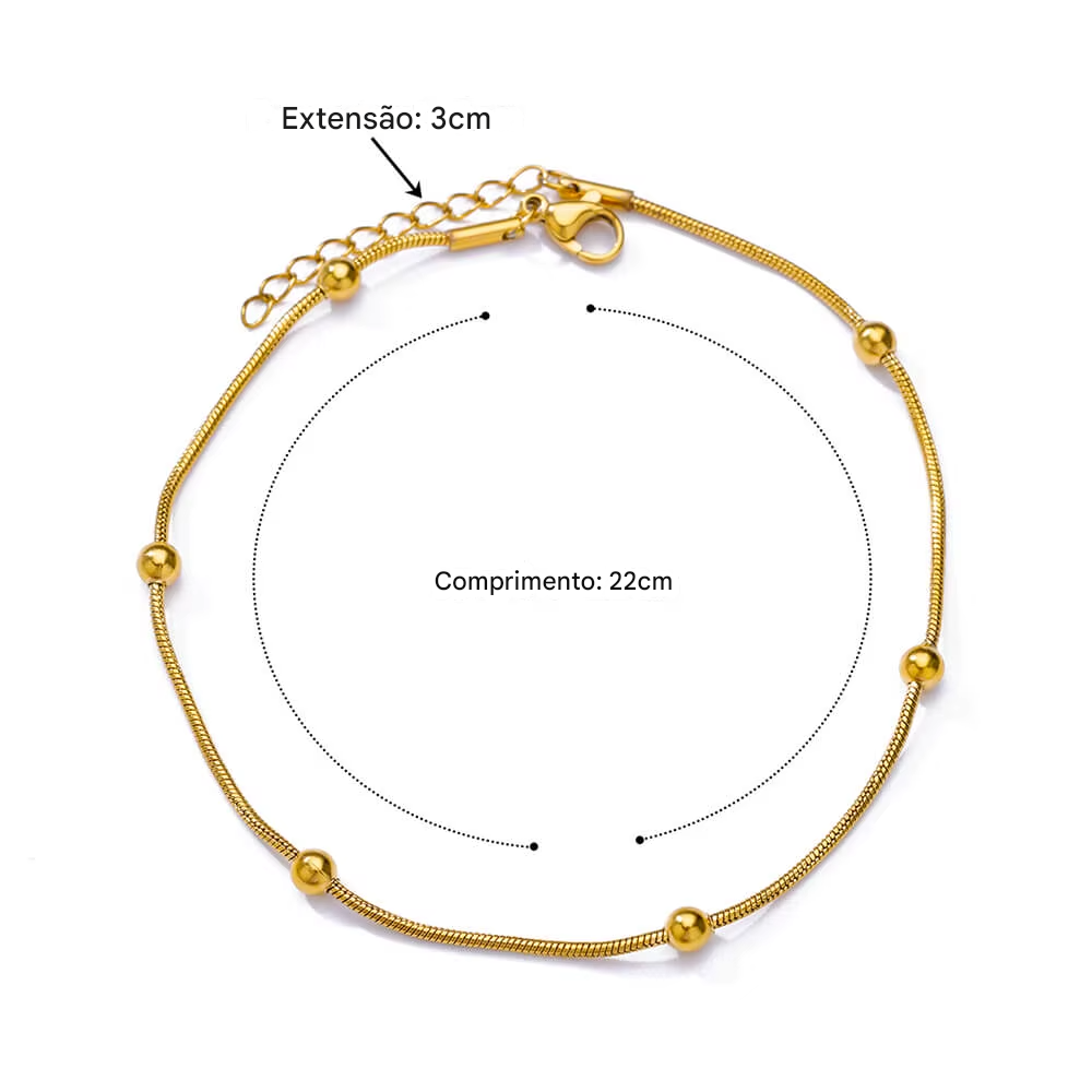Tornozeleira Dourada de Aço Inoxidável MegaLeg