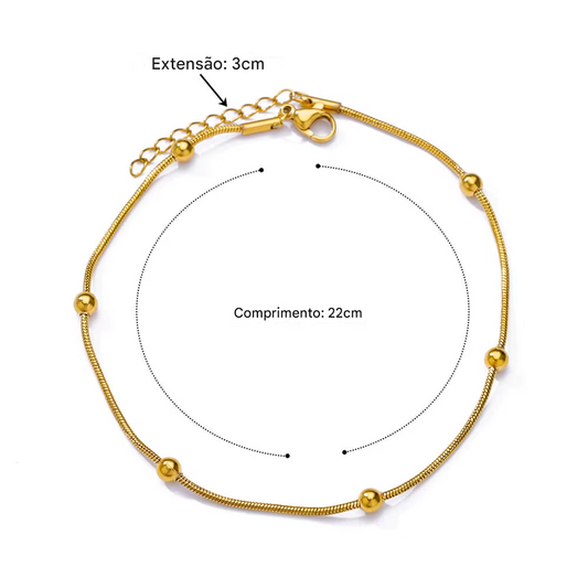 Tornozeleira Dourada de Aço Inoxidável MegaLeg