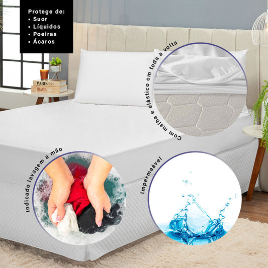 Protetor de Colchão Casal (1,88 x 1,38 x 0,30 m) Impermeável  MegaDry