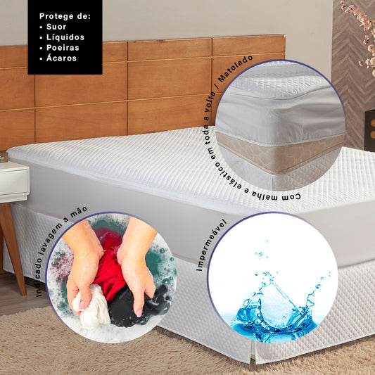 Protetor de Colchão Queen(1,98 x 1,58 x 0,30 m) Impermeável MegaDry